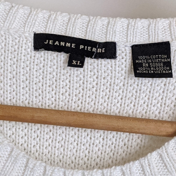Jeanne Pierre Cream Beige 100% Cotton Sweater XL - Picture 6 of 16